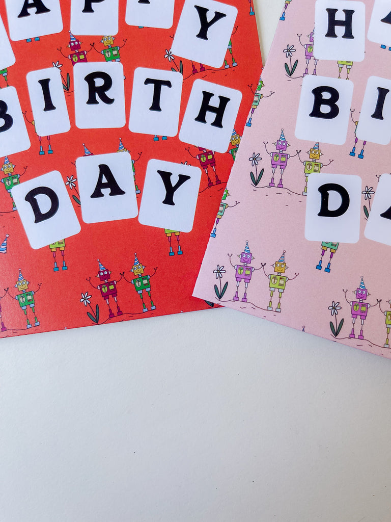 High Fiving Robot Birthday Greeting Card for Girls and Boys