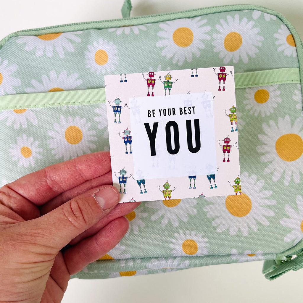 Lunchbox love notes in bold and fun designs with affirmations, positive quotes and positive messages for kids. For kids lunchbox, notebook, backpack or pocket to inspire a good day
