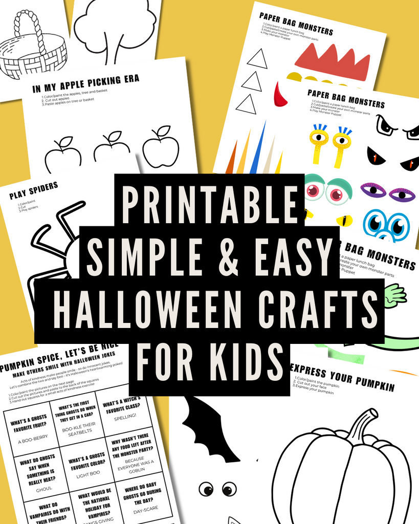 7 printable easy Halloween Crafts for Kids ages 2 3 4 or 5, preschool or kindergarten