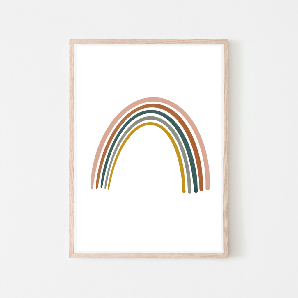 Retro girls simple rainbow art print