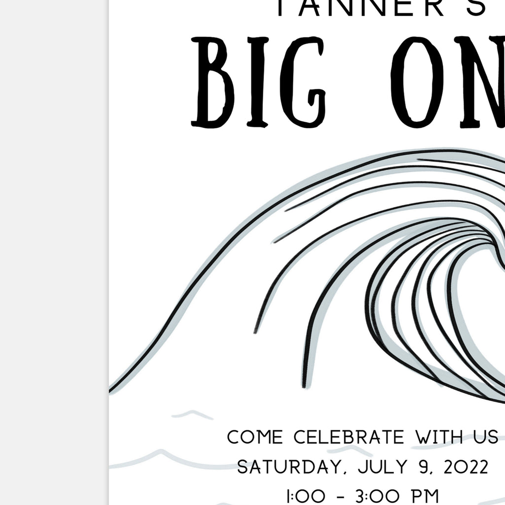 here comes the big ONE birthday party invitation. Baby first big one wave birthday theme invite
