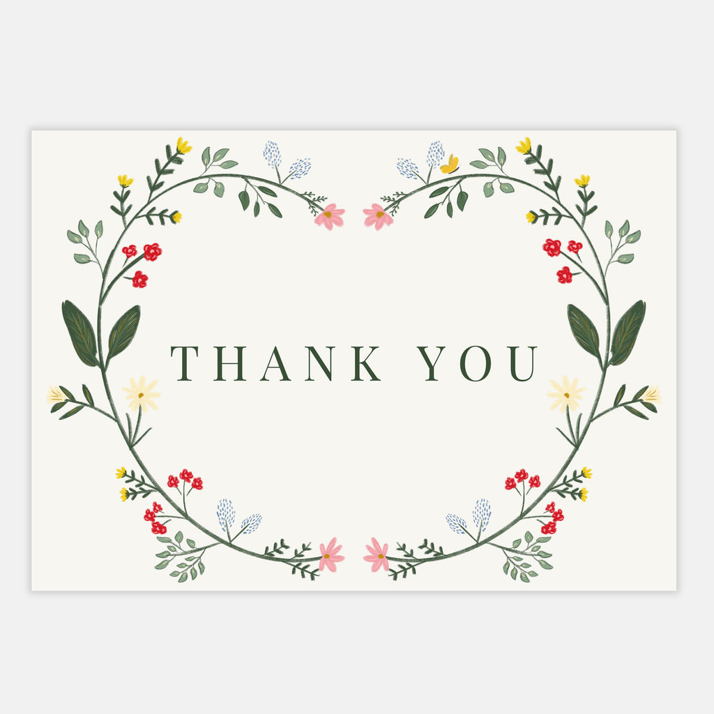 Floral baby shower invitation and matching thank you notes