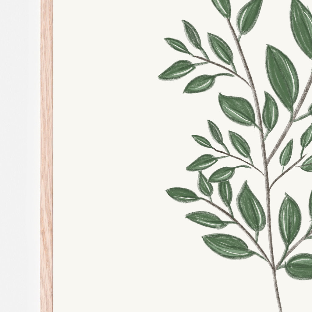 Set of 2 foliage art prints . simple and cream background. 