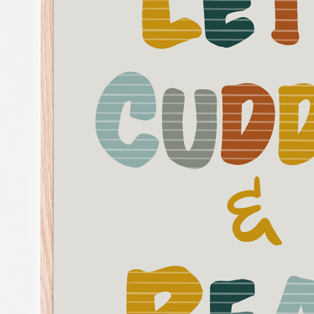Lets cuddle and read art print for child's reading nook 