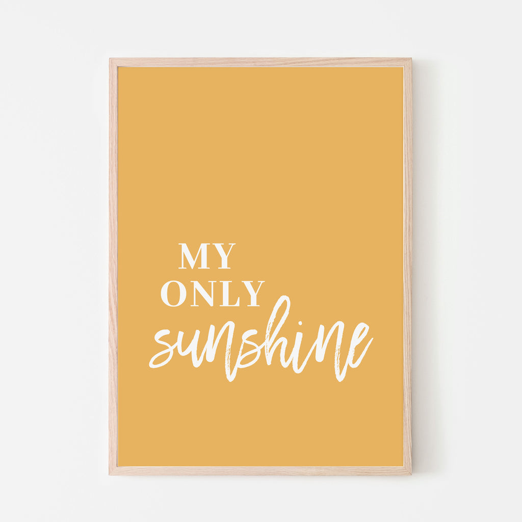 My Only Sunshine Art Print for baby nursery room, kids bedroom or playroom.  Contemporary designs for children's spaces. Orange. Sun